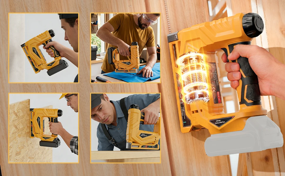 YEARTOP 2 Mode Electric Nailer Stapler Gun Nail Gun Cordless Stapler Nailing Tacker Woodworking Power Tool For Dewalt Battery