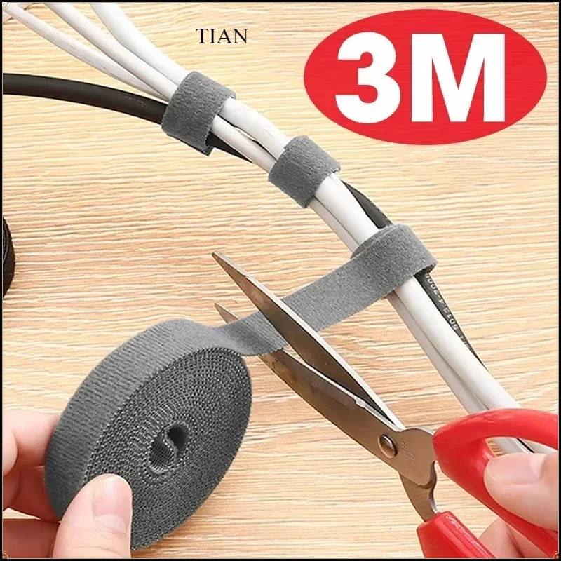 1 Roll Reusable Fastening Tape Cable Ties, Multi-Purpose Cord Organizer Computer And TV Wire Storage Data Cable Management Tie