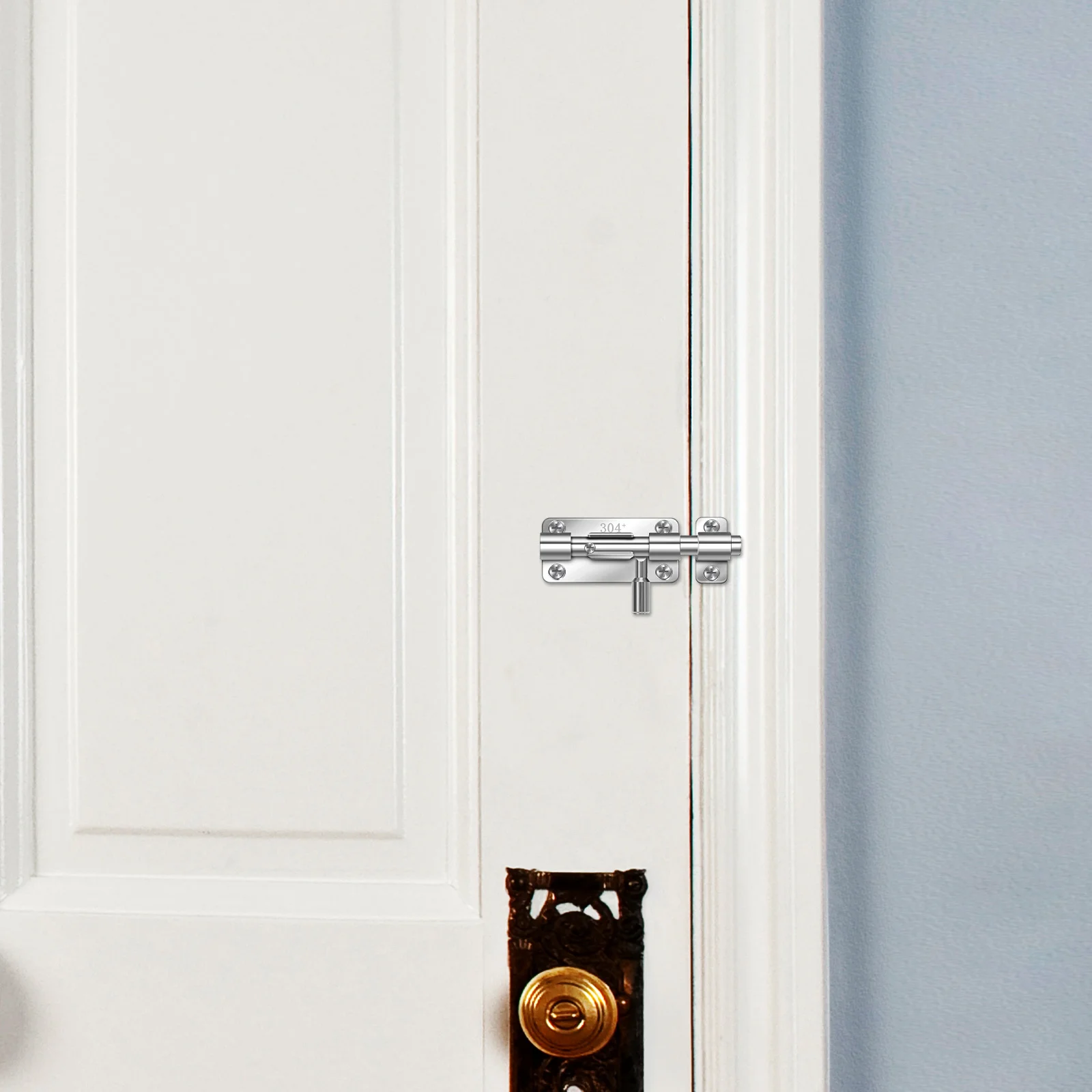 

Stainless Steel Slide Door Lock Set 2pcs Durable Gate Latch for Indoor Outdoor Use Rustproof Security Bolts Door Fasteners