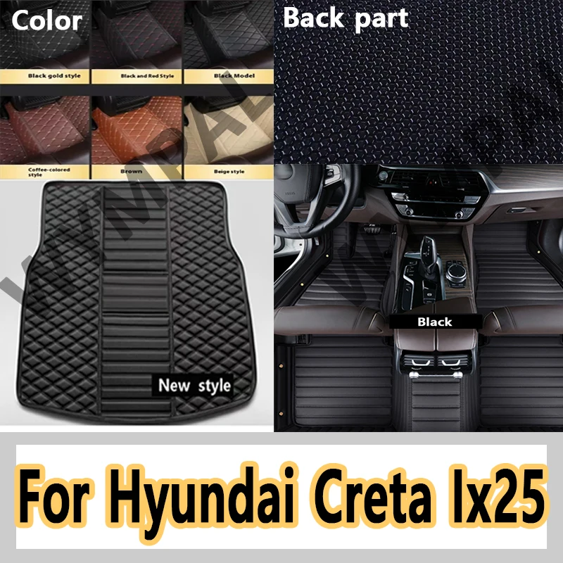 

Роскошные автомобильные коврики в индивидуальном стиле для Hyundai Creta Ix25 2020-2023, автомобильные аксессуары, детали интерьера, карман для мобильного телефона