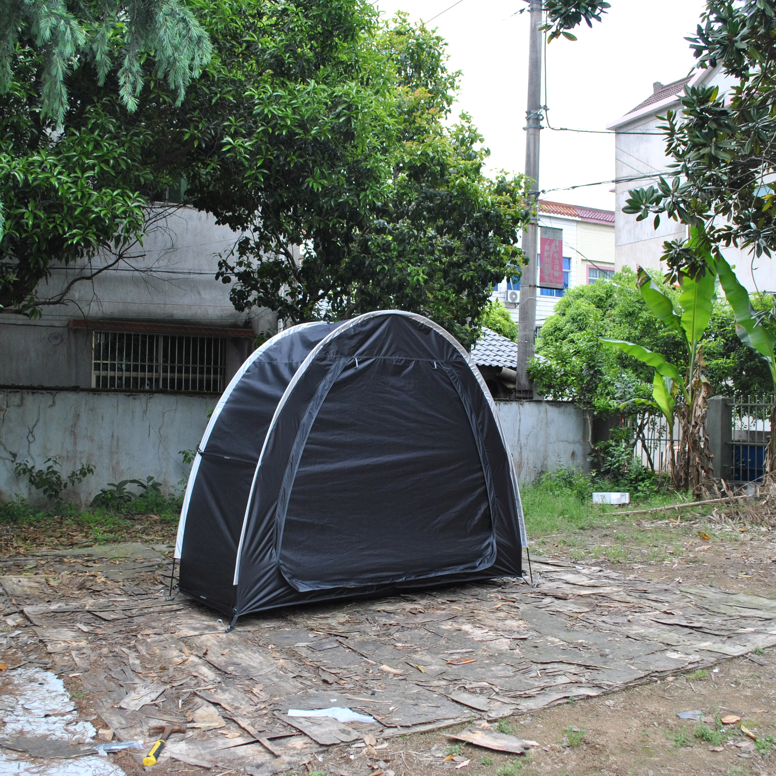 CZX-446 Black Bike Tent Bike Storage Shed tent,Bicycle Storage Shed With Window,Outdoor Storage Shed Tent by 210D Siliver coated