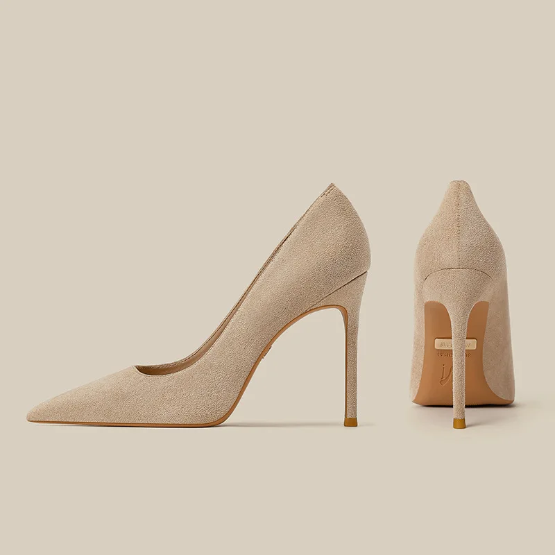 

Comfort Model. Formal soft leather high heels, thin heels, pointed toe, professional red French leather, not tired feet, work