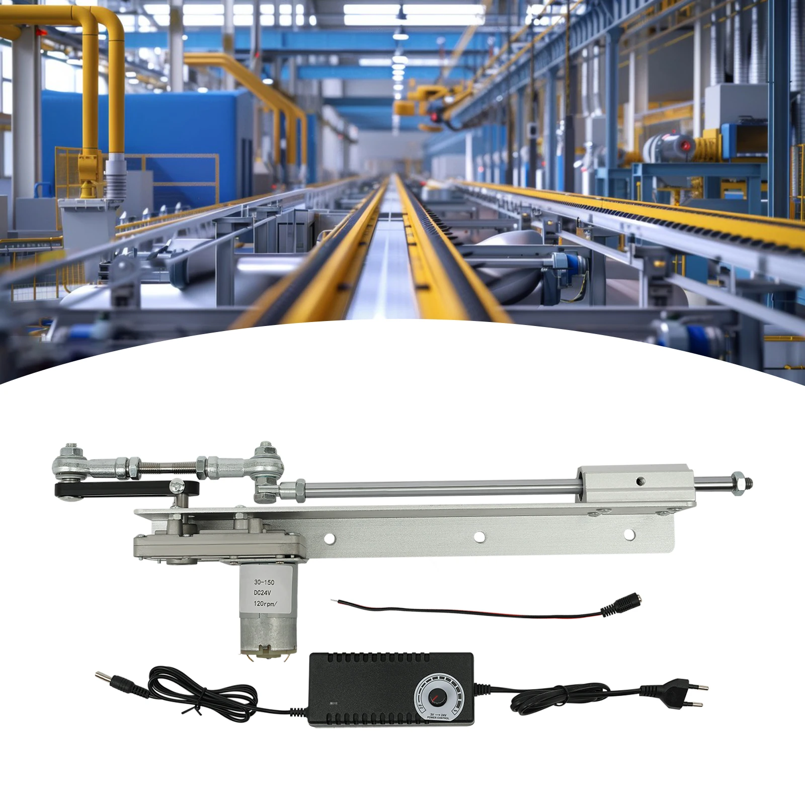 DC 24 V Teleskop-Linearantrieb, Hubkolben-Linearmotor, einstellbarer Hub, 20–120 U/min
