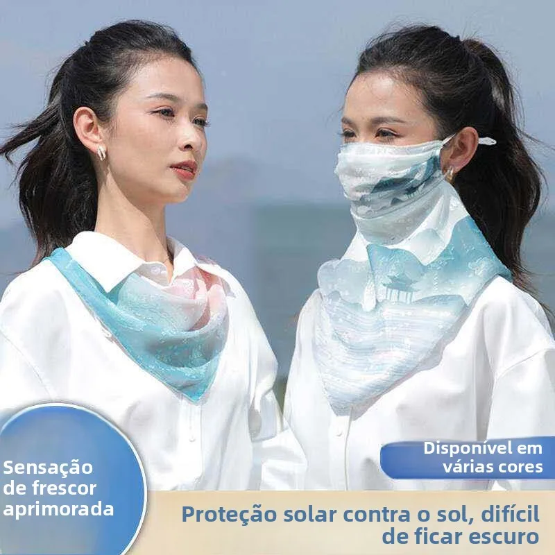 女性用フルフェイス日よけマスクネックプロテクションスカーフカバー耳掛け夏用紫外線防止フェイスシールドネックウォーマーファッションアクセサリー