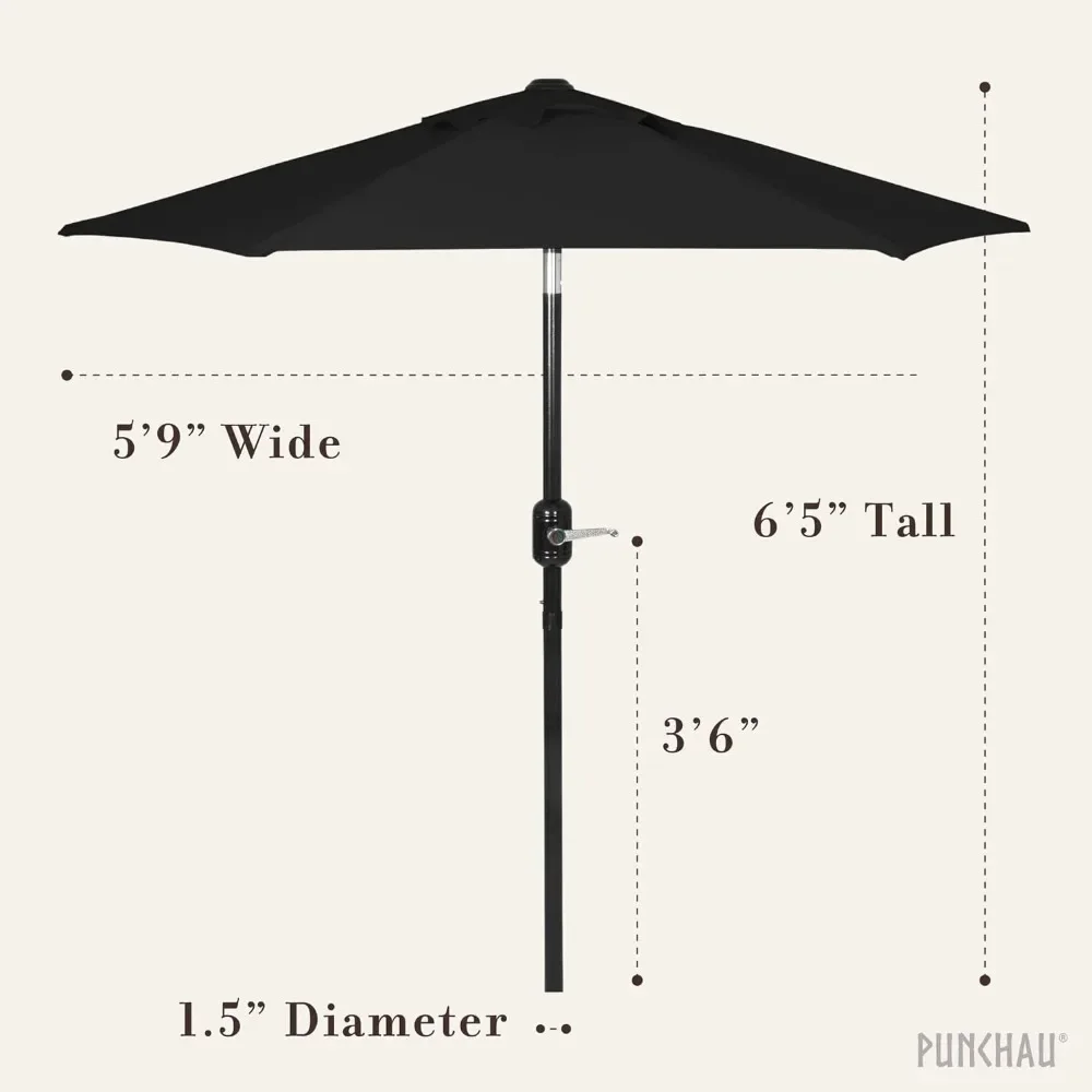 6 Ft Outdoor Patio Umbrella, Easy Open/Close Crank and Push Button Tilt Adjustment, Market Umbrellas