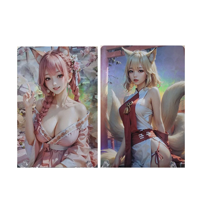 Bella carta di bellezza 9 pz/set Ahri lampeggiante UV Laser Flash costume da bagno tentazione ragazzo Anime carta da collezione regali di festa