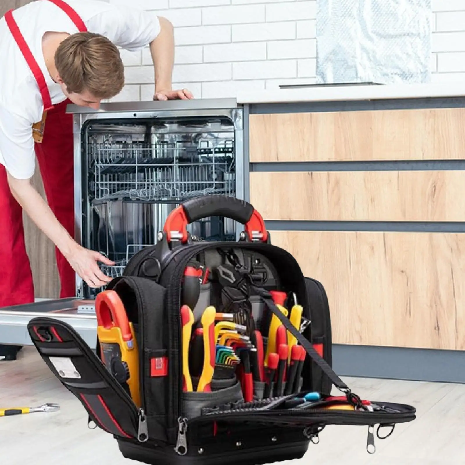 

Tool Bag Heavy Duty Carrier Pouch Storage with Carry Handle Handbag for Motorcycle Gardening Tool Spanner Screwdriver Hand Tools