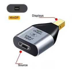 Mini Displayport Adapter USB-C Type C Female Source to Mini Displayport DP Sink HDTV 4K 60hz 1080p for Tablet Phone Laptop