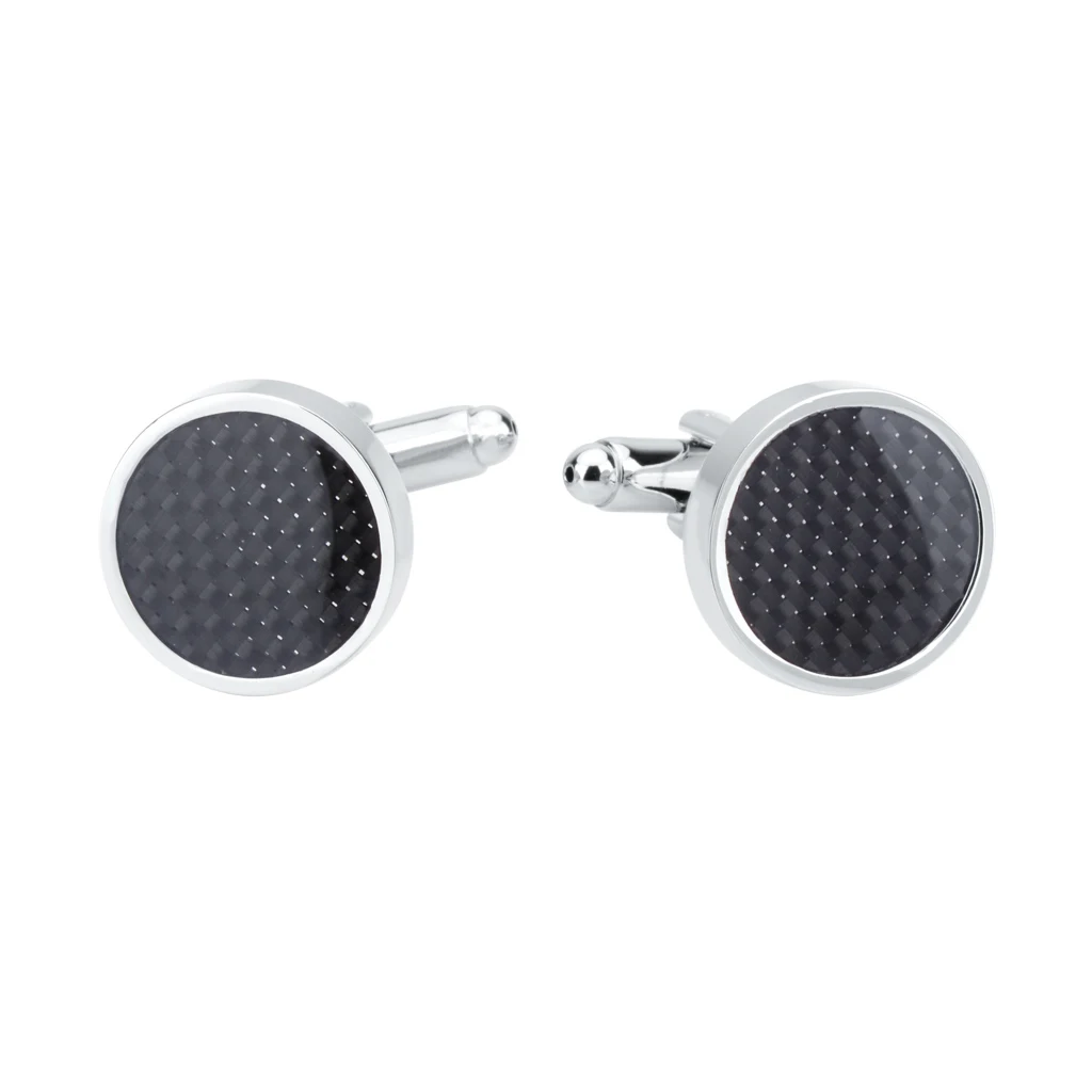 NVT Black Carbon Fiber Cufflinks For Business Mens High Polishing Sleeve Buttons Wedding Commemorative Gift Jewelry