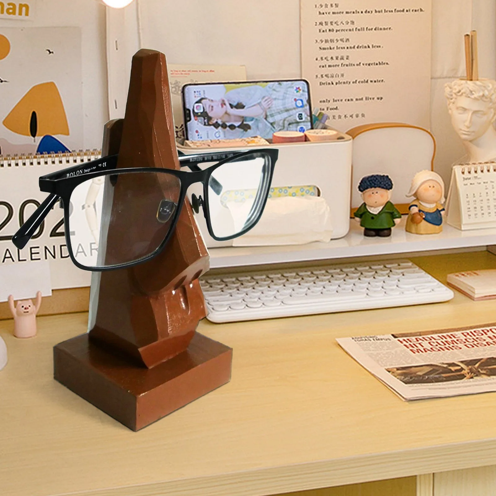 

Eyeglass Display Stand With Nose Shaped Key Rack Wooden Home Decorative Durable Long Lasting Handmade For Home Office Gifts