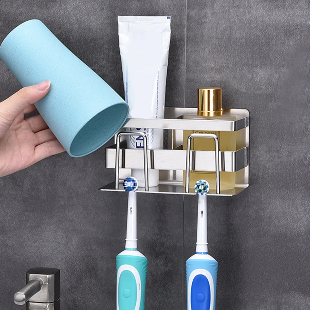 

Stainless Steel Toothbrush Holder Toothpaste Rack Household Storage Silver Color Non Rust Safe Use Space Saving Elegant