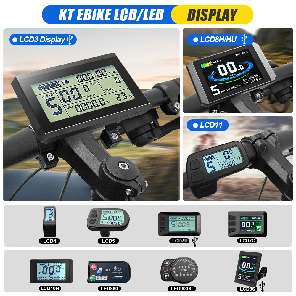 

Electric Bicycle KT LCD LED Display Waterproof SM Plug 24V 36V 48V Lcd3 lcd8h led 880 LCD7 ebike Display for Electric Bike Kit