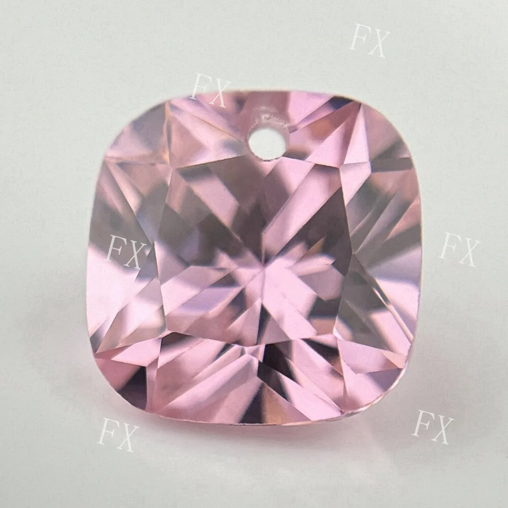 Pink Single Hole  Synthetic Cubic Zirconia  Stone Cushion Shape CZ AAAAA  For Jewelry Make  4x4~12x12mm  High Quality