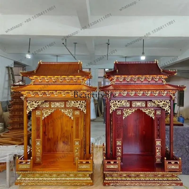 12Solid wood Buddhist shrine for Taiwan household use Guanyin Guan public offering cabinet shrine