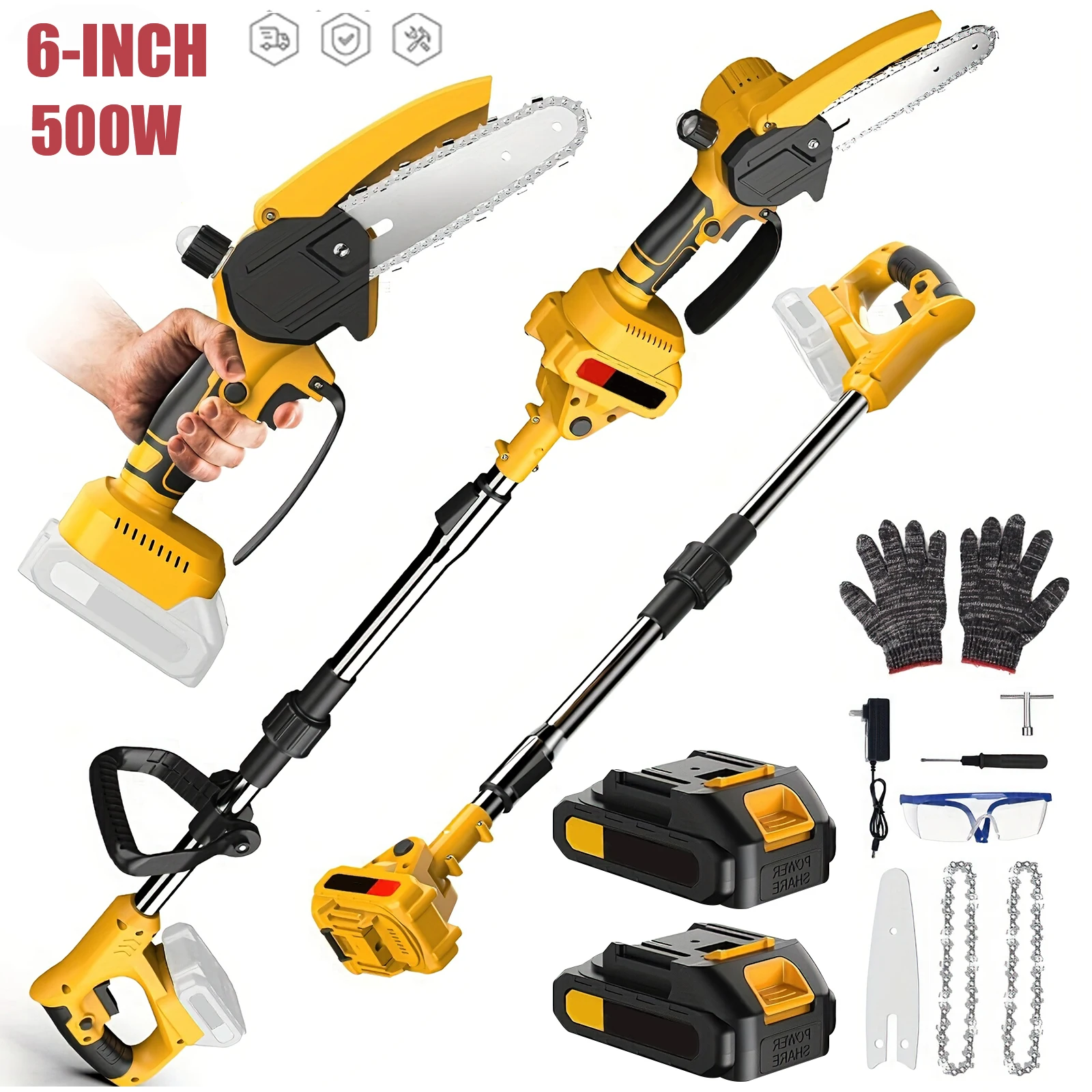 Makita – tronçonneuse électrique à pôle télescopique sans balais, 6 pouces, 500W, scie à branches hautes, outil électrique d'élagage de jardin pour broche de batterie 18V