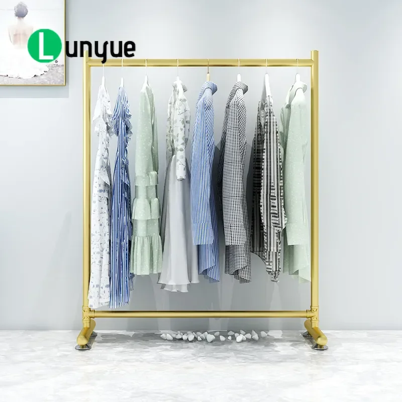 Nordic Floor to Ceiling Clothes Rack Adjustable Height Garment Display Stand Indoor Hanging Rod for Home Clothing Store