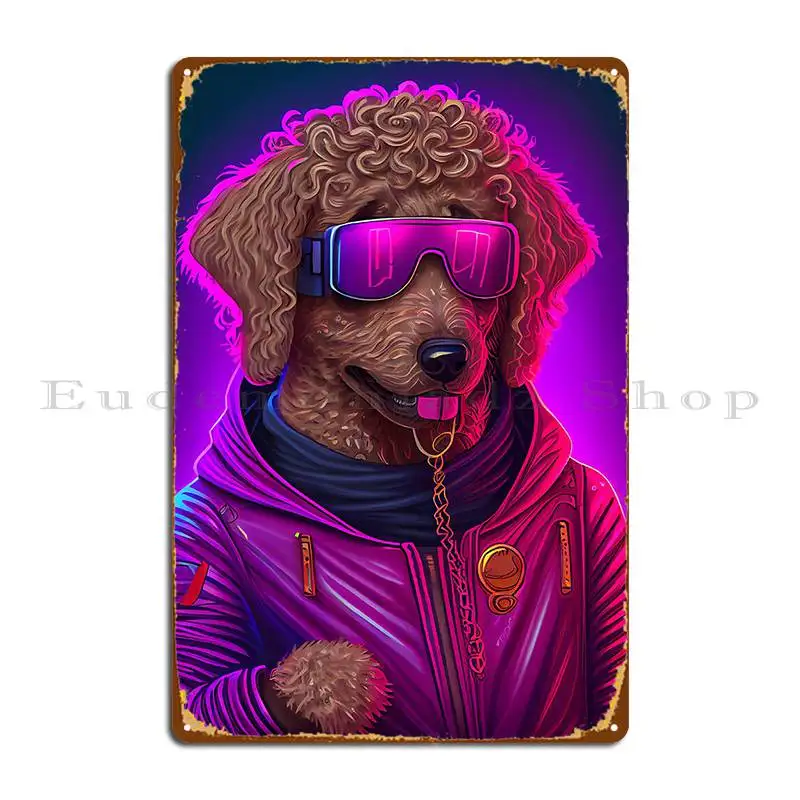 A Synth Wave Golden Doodle Just Vibing Metal Plaque Poster Classic Designer Wall Cave Cinema Custom Tin Sign Poster