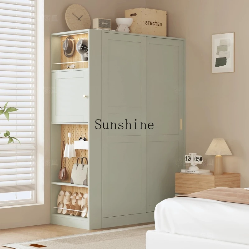 

Green side coat cabinet overnight storage small apartment bedroom simple sliding door