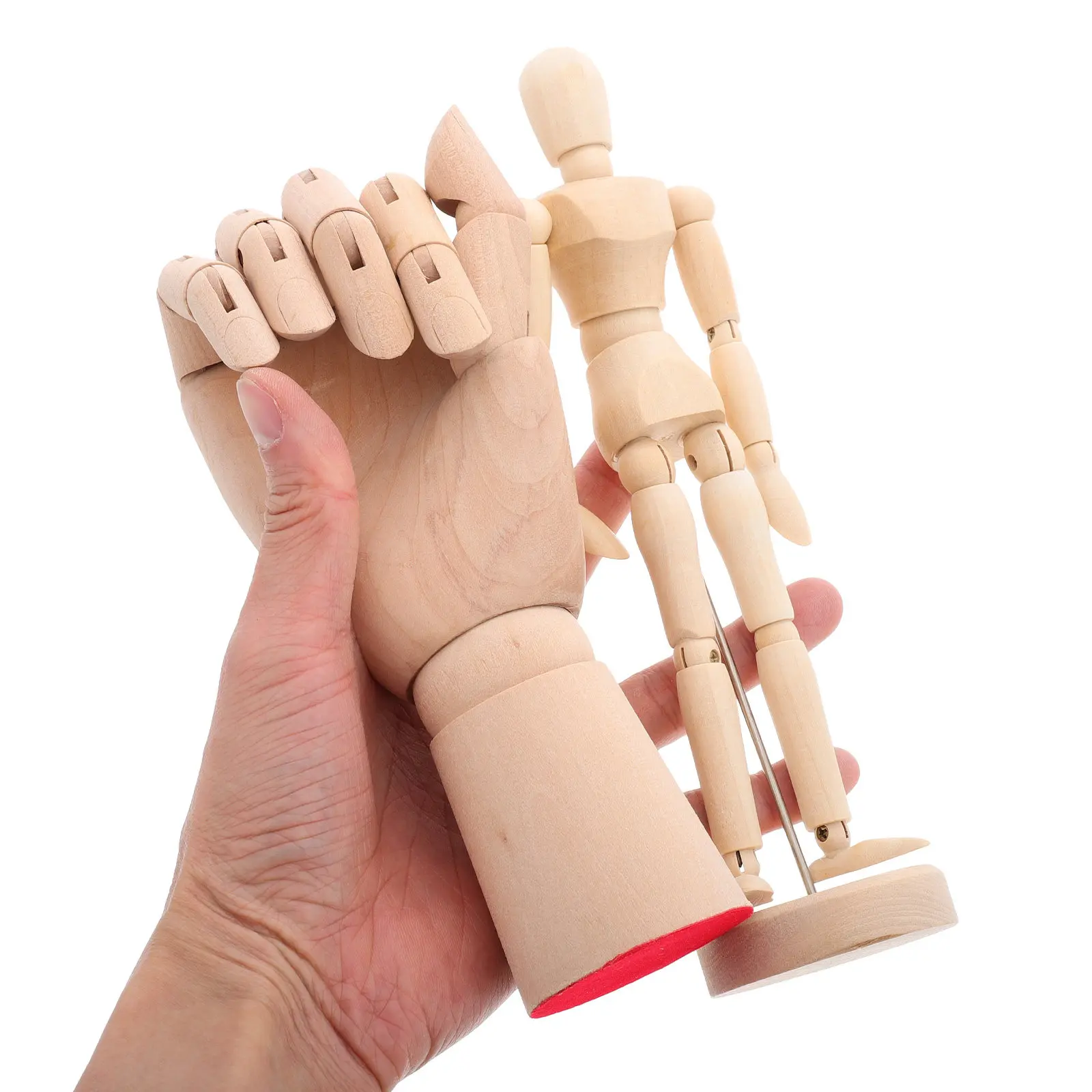 

2Pcs Wooden Artist Drawing Figures Flexible Right Hand Manikin 8 Inch 10 Inch Adjustable Poses for Sketching Painting Art