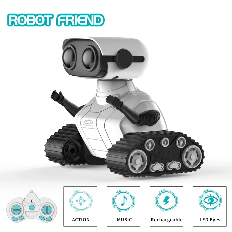 Robot Toys Rechargeable RC Robot For Kids Boys And Girls Remote Control Toy With Music And LED Eyes Gift For Children's view 2