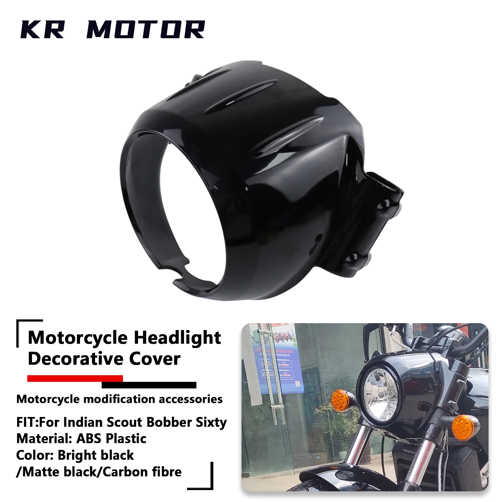 

Motorcycle For Indian Scout Sixty Bobber Twenty Rogue 2015-2023 Headlight Fairing Windshield Bezel Upper Trim Cover Accessories