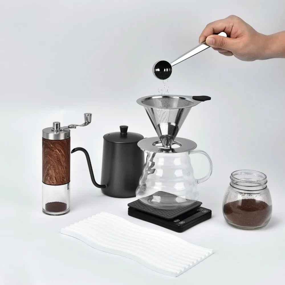 Pour Over Coffee Dripper Stainless Steel Coffee Filter Cone Filter Paperless Reusable Coffee Filter Single Cup Coffee Maker
