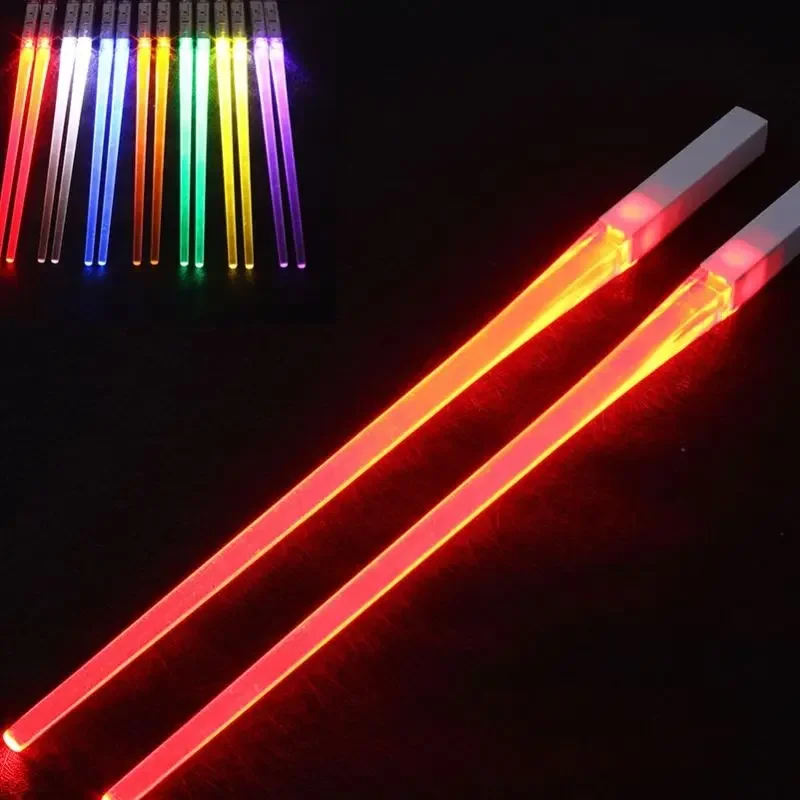 LED Lightsaber Chopsticks Luminous Reusable Kitchen LED Chopstick Glowing BPA Free Food Safe Chopsticks Concert Glow Sticks