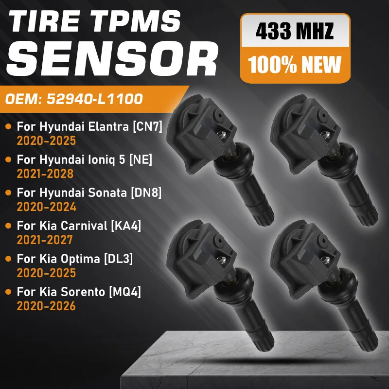 

TPMS For Hyundai Elantra Sonata Kia Optima Sorento 2020-2025 Tire Pressure Monitor Sensor Hyundai Ioniq 5 Kia Carnival 2021-2028