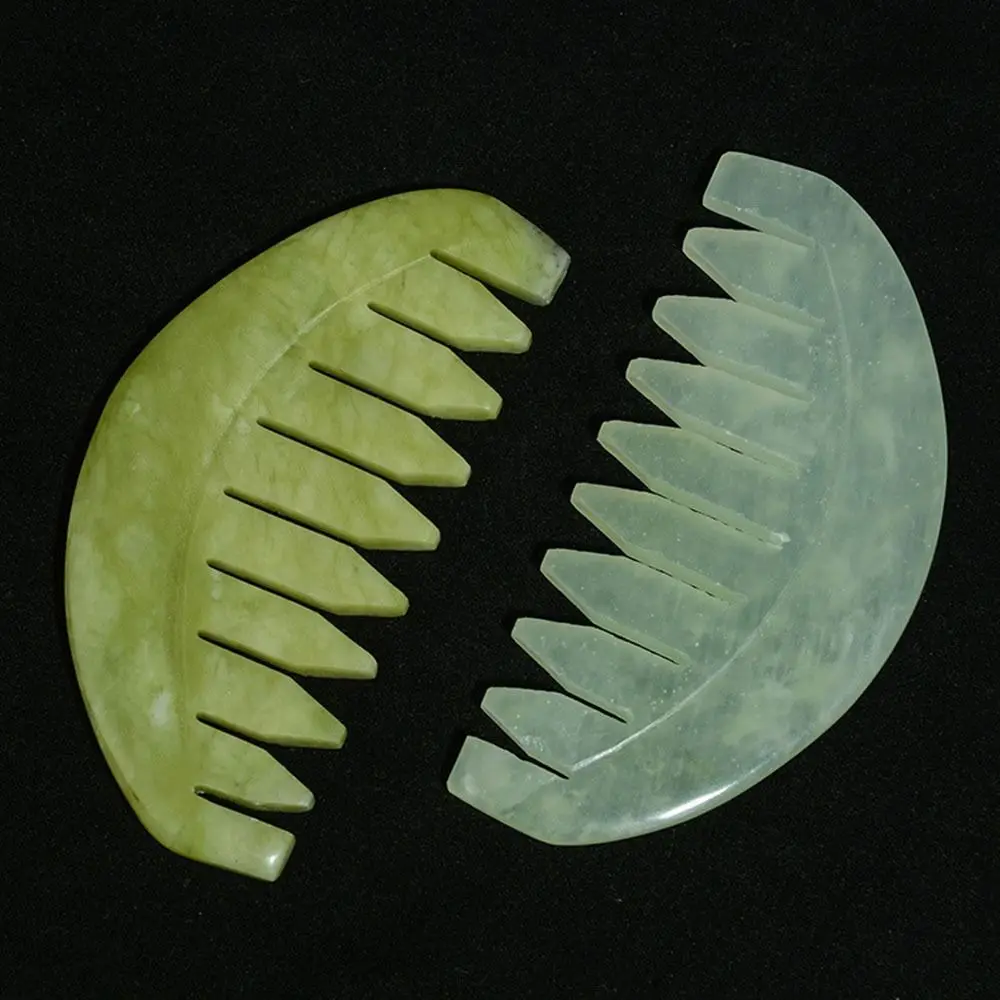 Detangling Hsiuyen Jade Massage Comb Green Natural Jade Hair Brush Classic Carving Gua Sha Board Stone Guasha