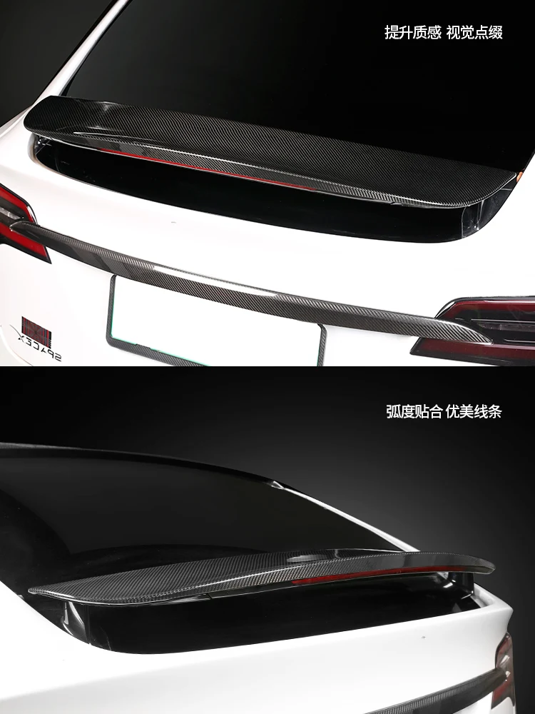 For Tesla Model X 2023 Rear Roof Lip Spoiler Real Carbon Fiber Car Tail Wing Car Exterior Modification Accessories