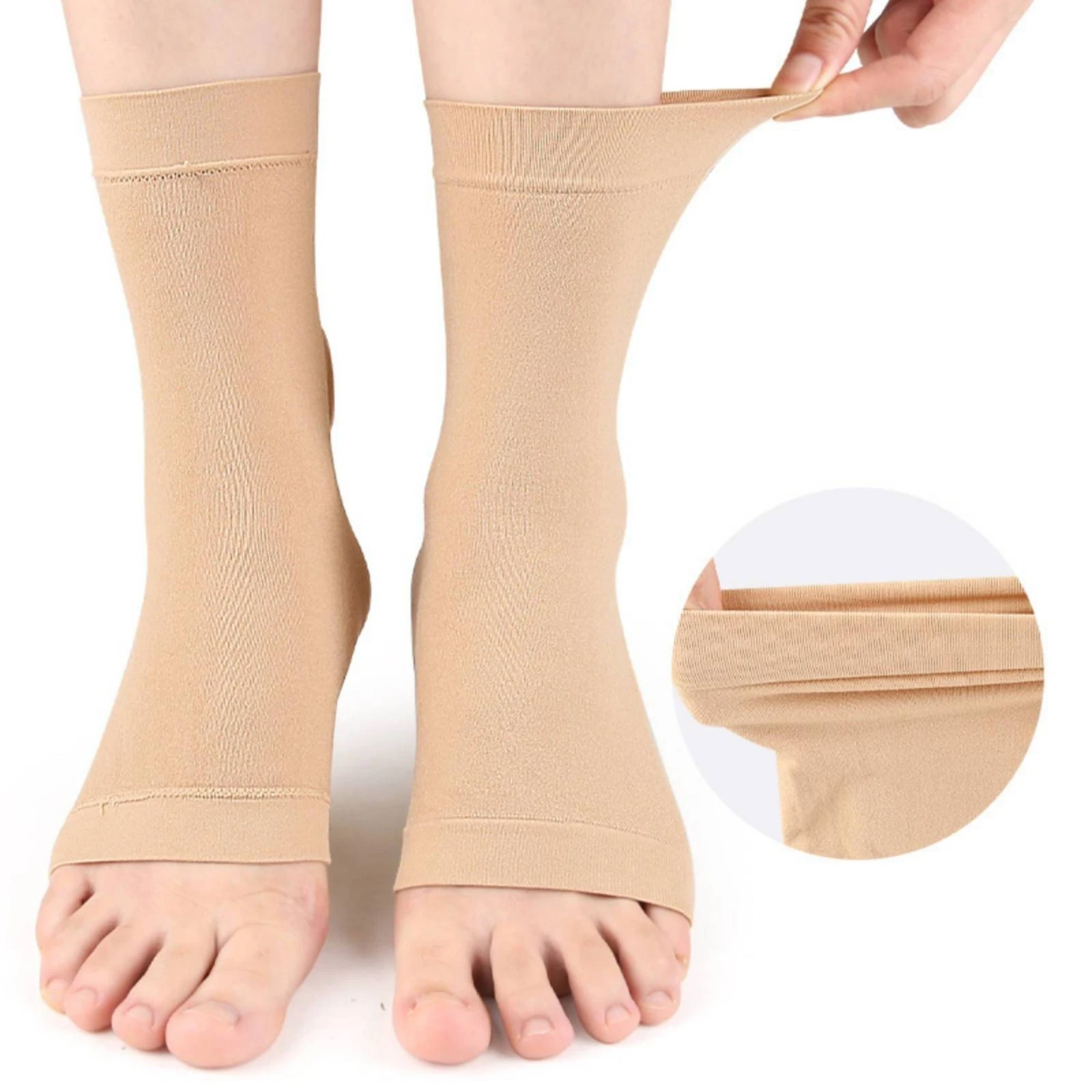 Elastic Ankle and Foot Sleeves Stretchy Open-Toe Ankle Sleeve with Cushioning Pads Elastic Support Pad One-Size for Shoe Use