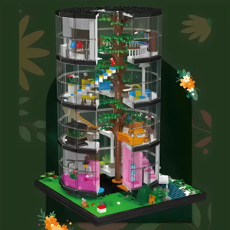 MOULDKING 16013 torre trasparente foresta Villa un albero nella casa modello blocchi modulari giocattoli di natale regali per bambini