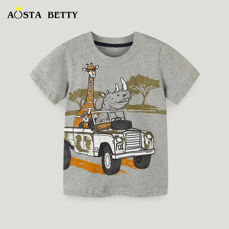 

23 European and American Style Children's Clothes Cartoon Print T-shirt Summer Cotton Jersey Crew Neck Boys' Top