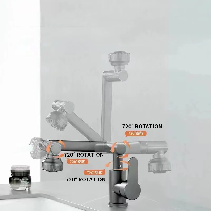 PLANLavabo mécanique gris odor, bras unique, ark monotrou PLANLavabo universel