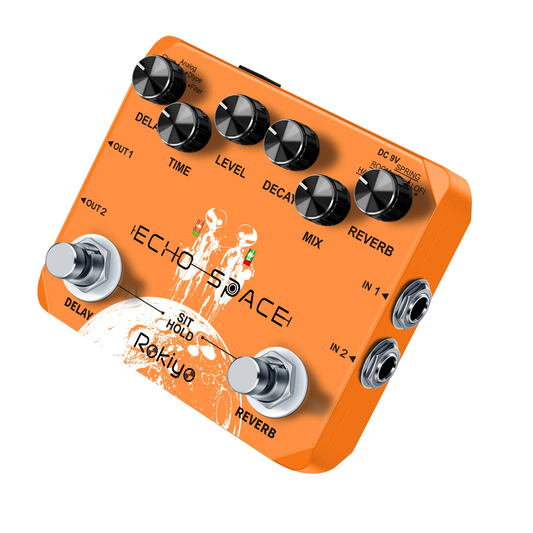 Rokiyo Stompbox Echo-Space Guitar Pedal Digital Delay & Plate Reverb 2 in 1 Multi‑Mode Synthesizer Effects For Guitar Bass - view 5