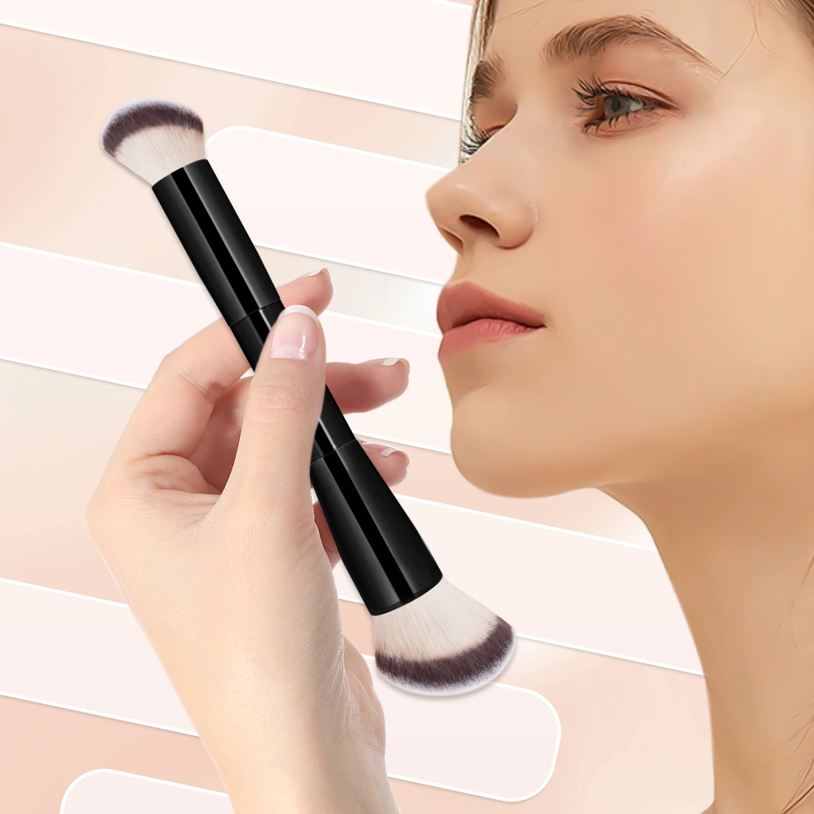 Single Powder Contour Blusher Foundation แปรงแต่งหน้าปุยและนุ่มหัวกลมทักษะการขัดภาพวาดเครื่องมือความงาม
