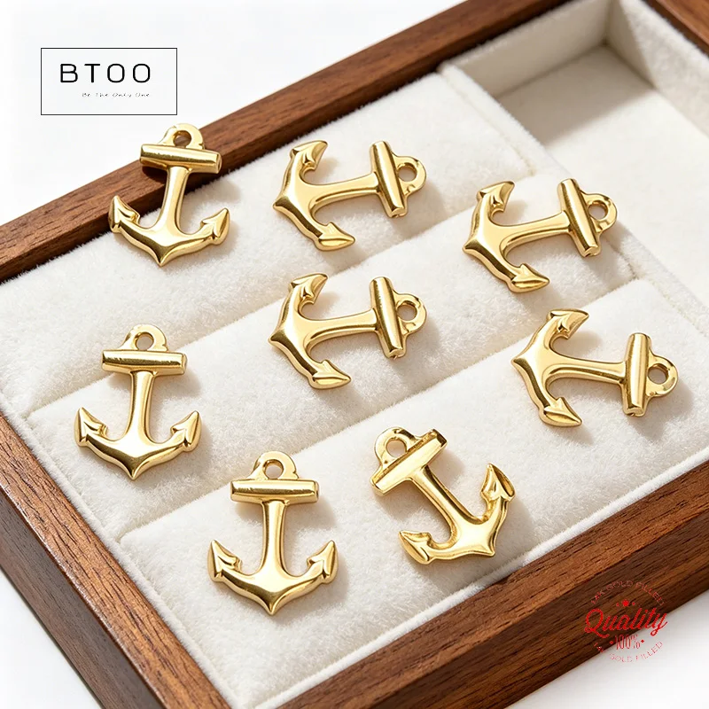 

12MM Anchor Charm Pendant DIY JewelryAccessories 14K Gold Filled - Handmade Findings forCrafters JewelryMaking Kit
