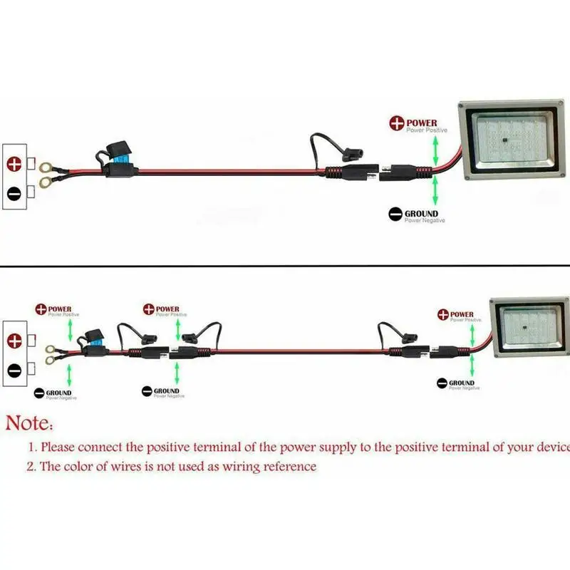 2Pcs Quick Release SAE Cable With Fuse Terminal O Connector Battery Charger Extension Adapter Wire 16AWG Terminal