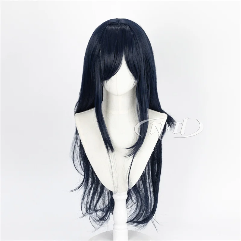 ND Hoshino Ichika شعر مستعار تأثيري مشروع SEKAI تأثيري طويل الأزرق الداكن والأسود خصلات الشعر المستعار للعبة كوميك كون كوزر الطرف الاصطناعية