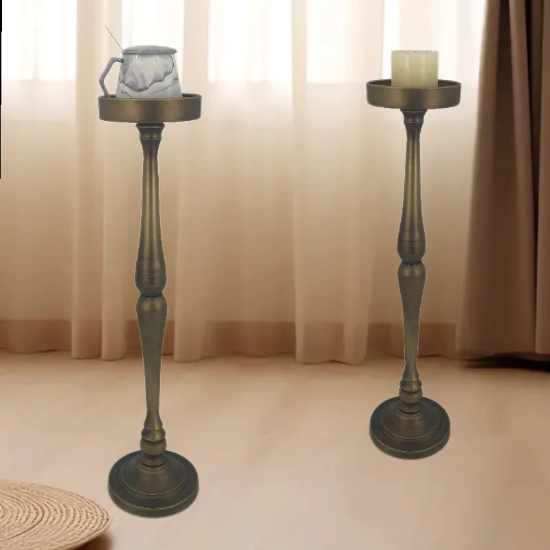 

Cross-border European retro coffee table living room hotel wedding floor candle holder candle holder copper tall wrought iron