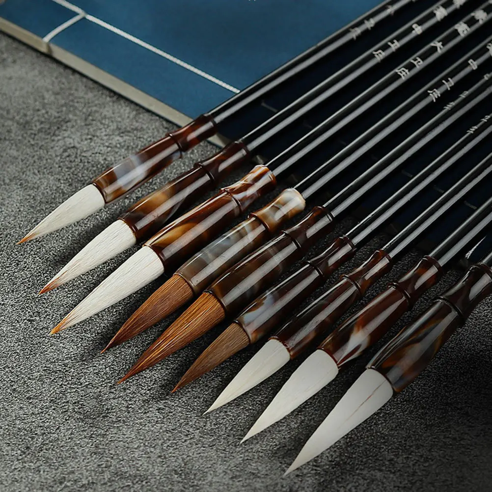 3 قطعة أقلام فرشاة الخط الصيني مقبض خشبي قبضة مريحة مناسبة لكتابة الموجين رسم الخط #5