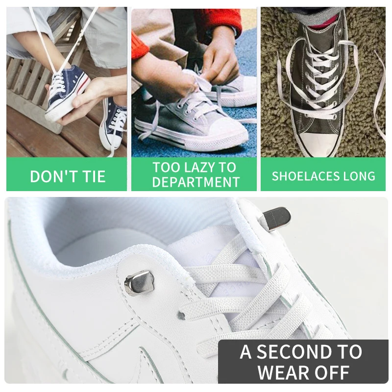 2 Pacs Elastic Shoe Laces Semicircle No Tie Shoelaces for Kids and Adult Sneakers Shoelace Quick Lazy Metal Lock Laces