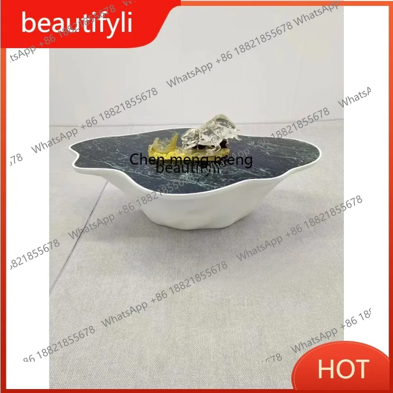 A85 Circulating Water Light Luxury Special-Shaped Mountain Marble Coffee Table FRP Coffee Shop