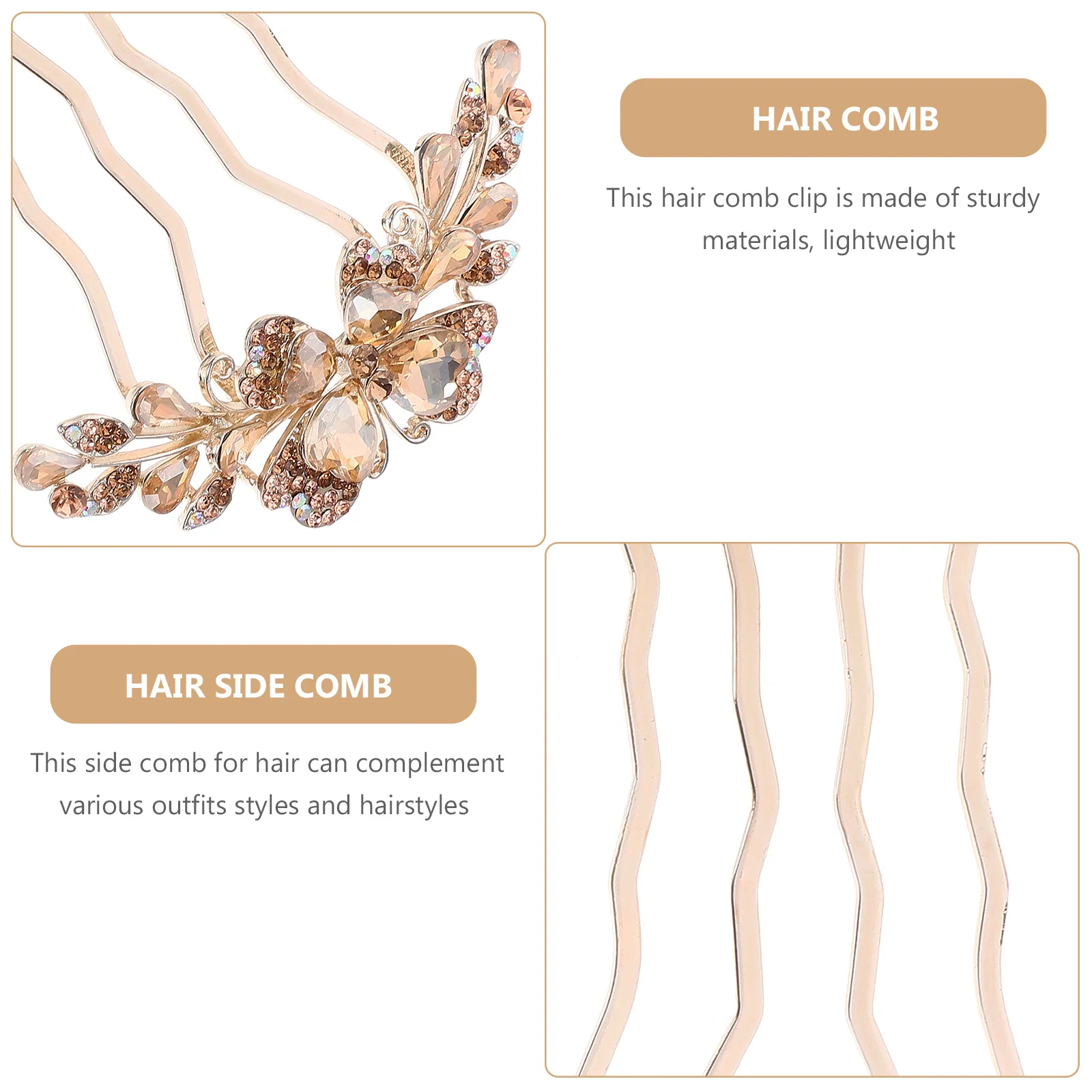 

Minkissy Hair Comb Side Rhinestone Clip for Women Girls Metal Updo Accessory Decorative Pin