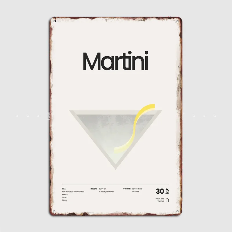 Martini Cocktail Minimalist Drink Poster Retro Metal Custom Sign Pub Club Room Decoration Bar Posters Indoor Home Wall Decor