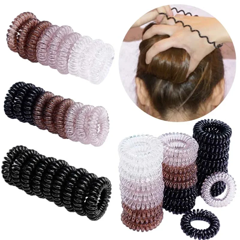 

ncmama 9Pcs Hair Ties Solid Color Elastic Plastic Hair Band Rubber Telephone Cord Scrunchies Hair Accessories Headwear Wholesale