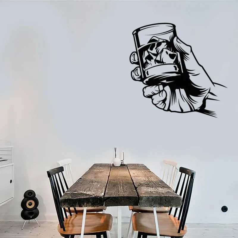 

Vinyl Wall Decal Whiskey with Iced Glass Glass Decal Drink Cheers Decal Home Art Decoration, Bar Art Decoration Decal jb05