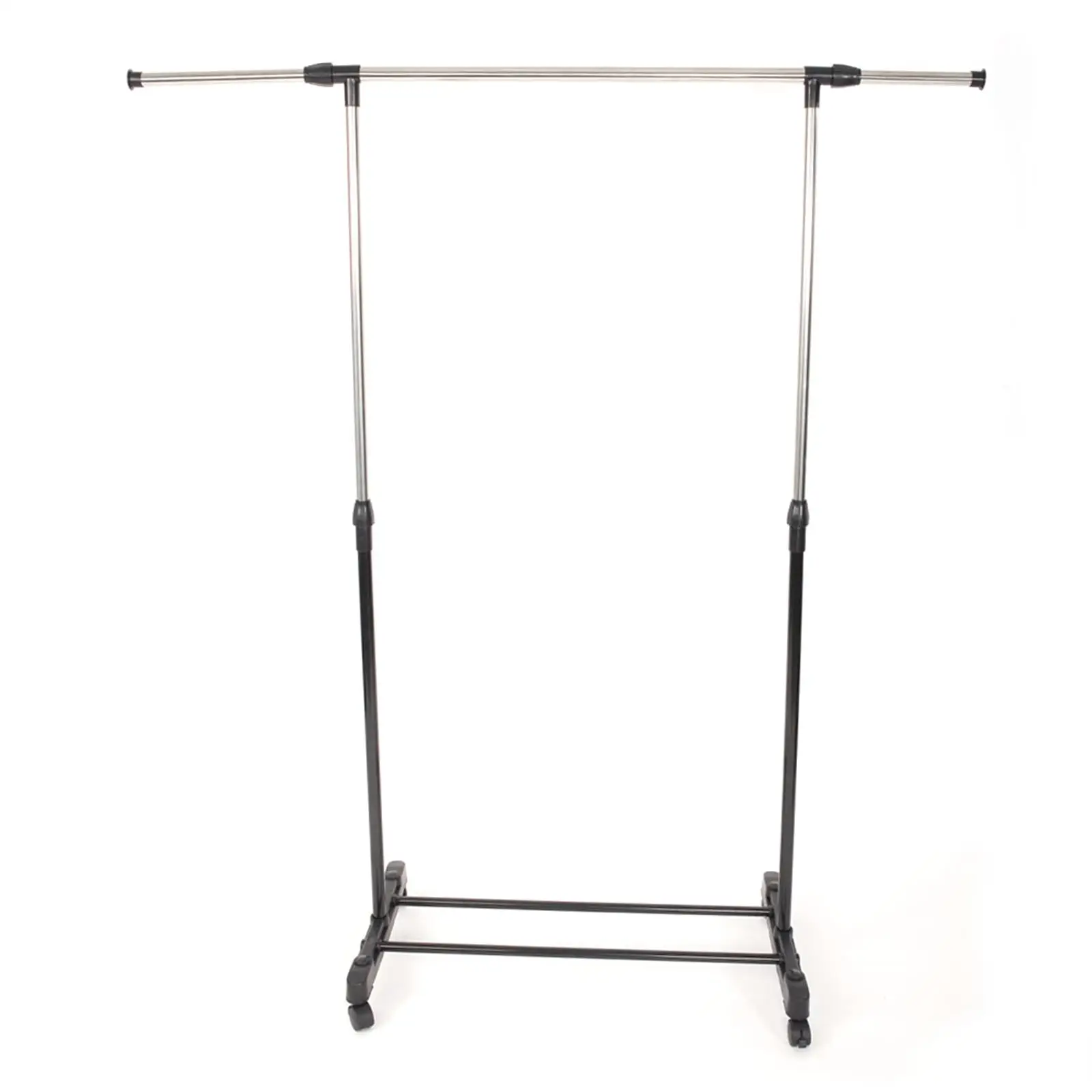 YJ-02 Vertical & Horizontal Clothes Rack with Shoe Shelf - Black & Silver Stretching Stand