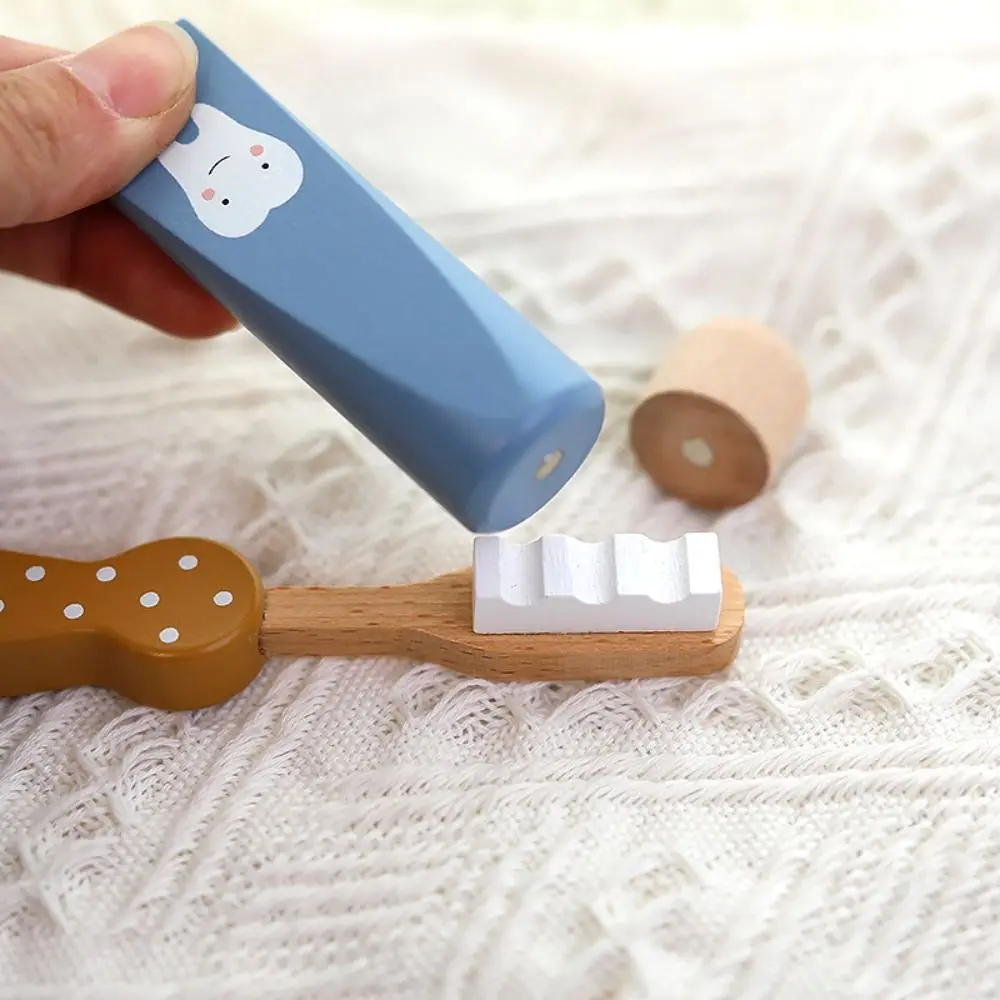 

6pcs/set Little Doctor Theme Wooden Doctor Playset Brush Teeth Tool Dentist Role Play Dental Playset Oral Care Play