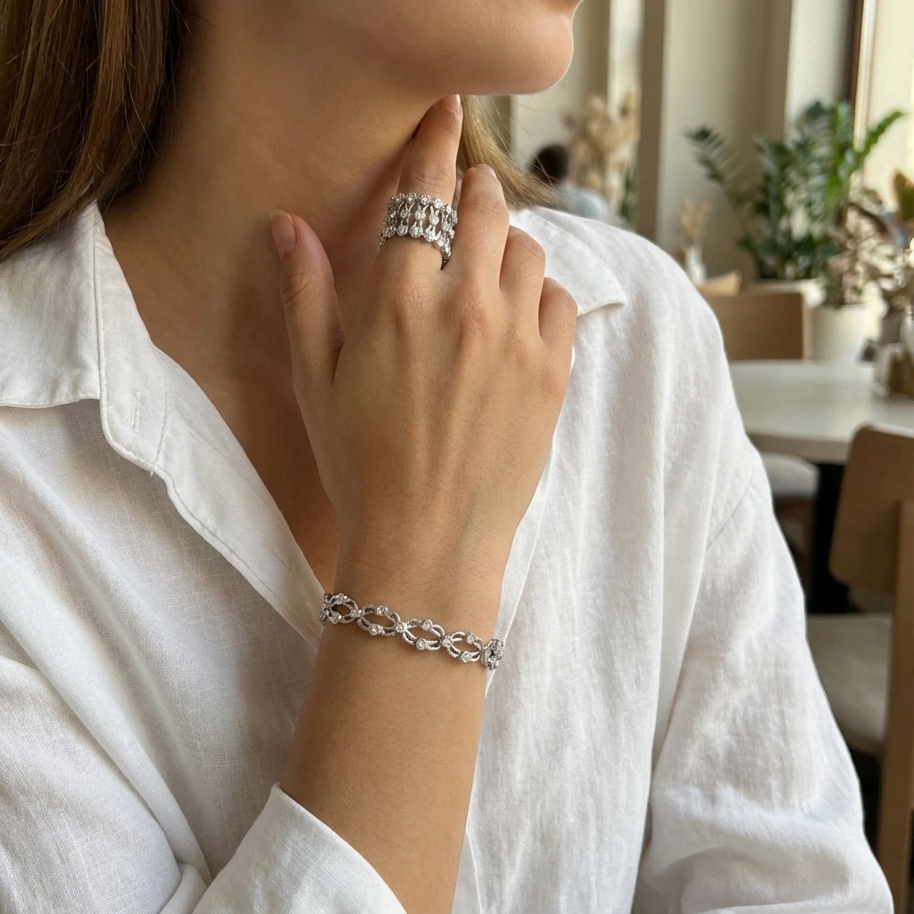 Versatile Rhinestone Ring Convertible Bracelet for Women 2-in-1 Adjustable Multi-Wear Party Jewelry Accessory